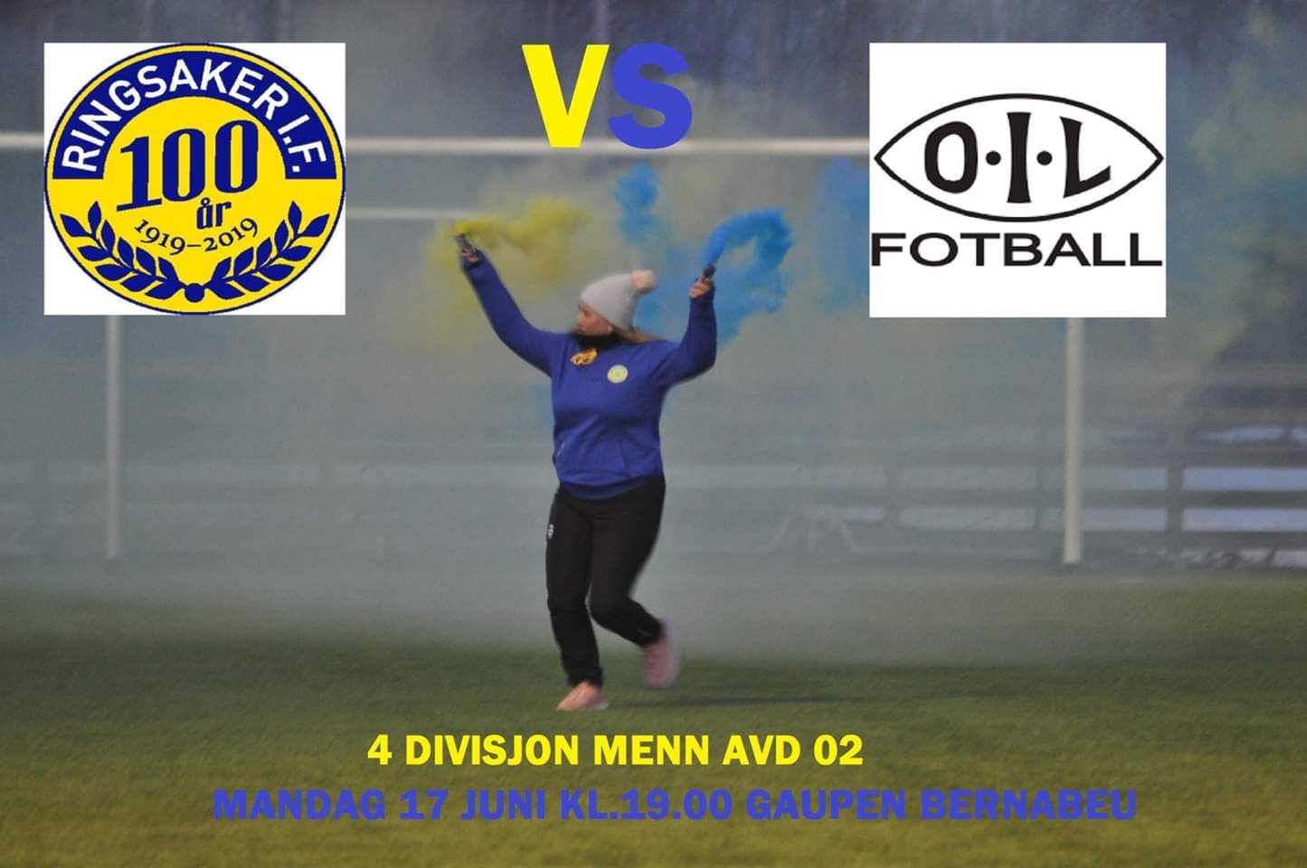 Ringsaker vs Ottested på Gaupen Bernabeu kl 19.00.
